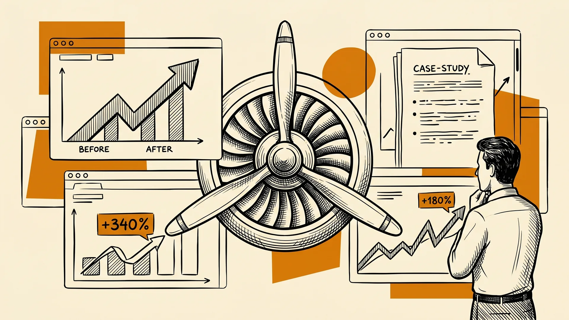 Numbers with GEO, vertical, and quarter — not testimonials